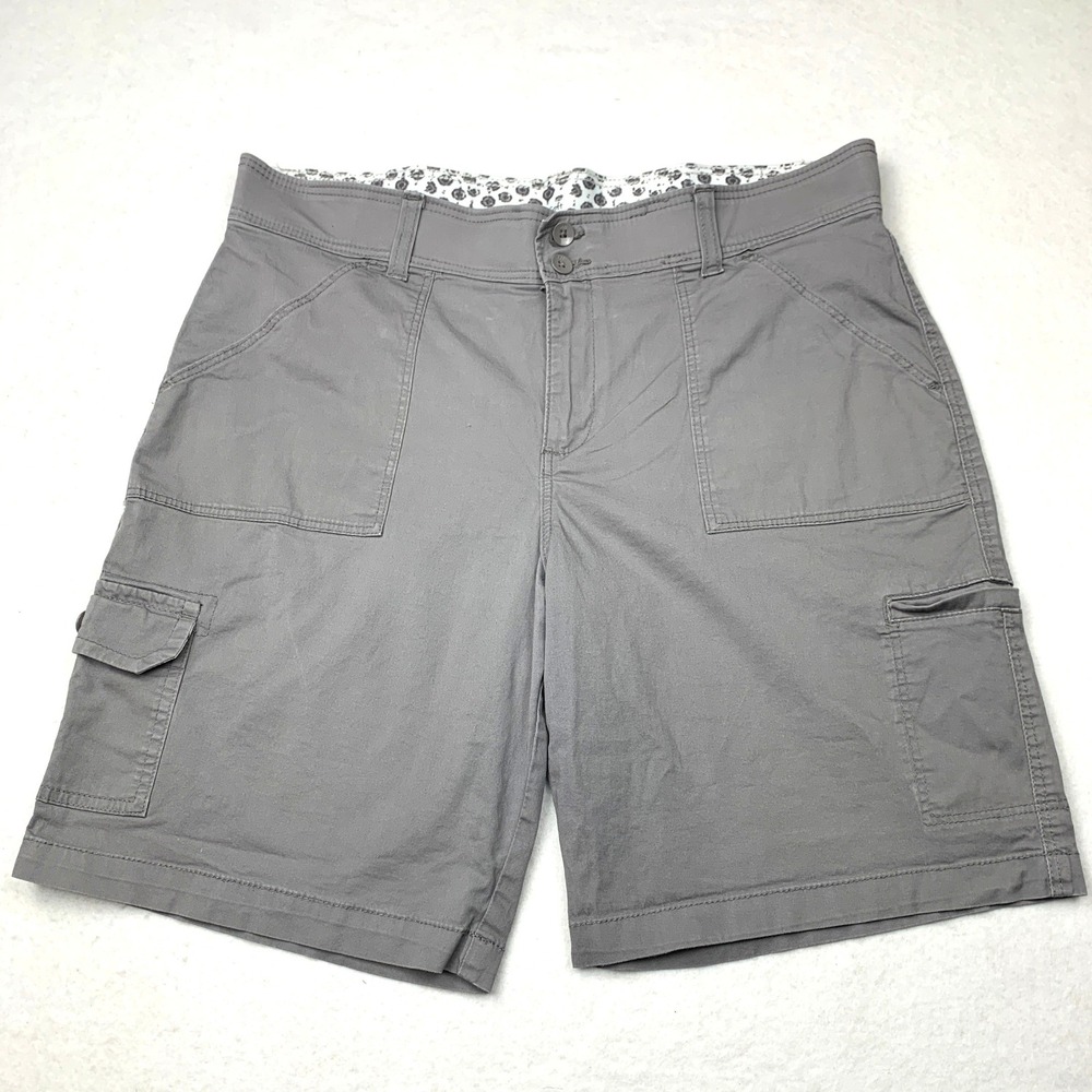 Lee Sinfully Soft Womens Cargo Shorts Gray Size 14 Medium Utility Pockets Cotton